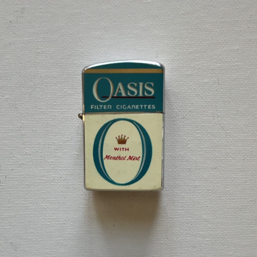 Vintage Continental Oasis Filter Cigarettes Menthol Mist Flip Top Lighter w/ Box